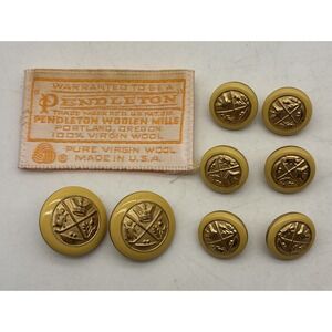 Vintage Pendleton Yellow Gold Brass Buttons From Ladies Blazer Jacket X8